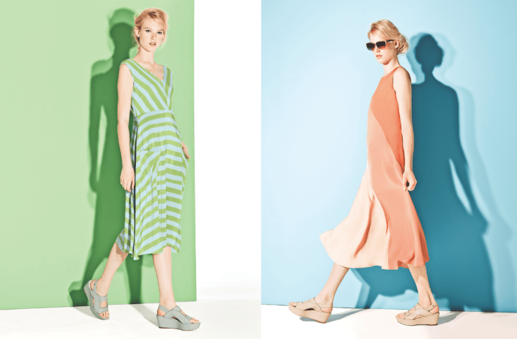 Escada Sport Spring Summer 2015 silk dress green blue apricot Modepilot