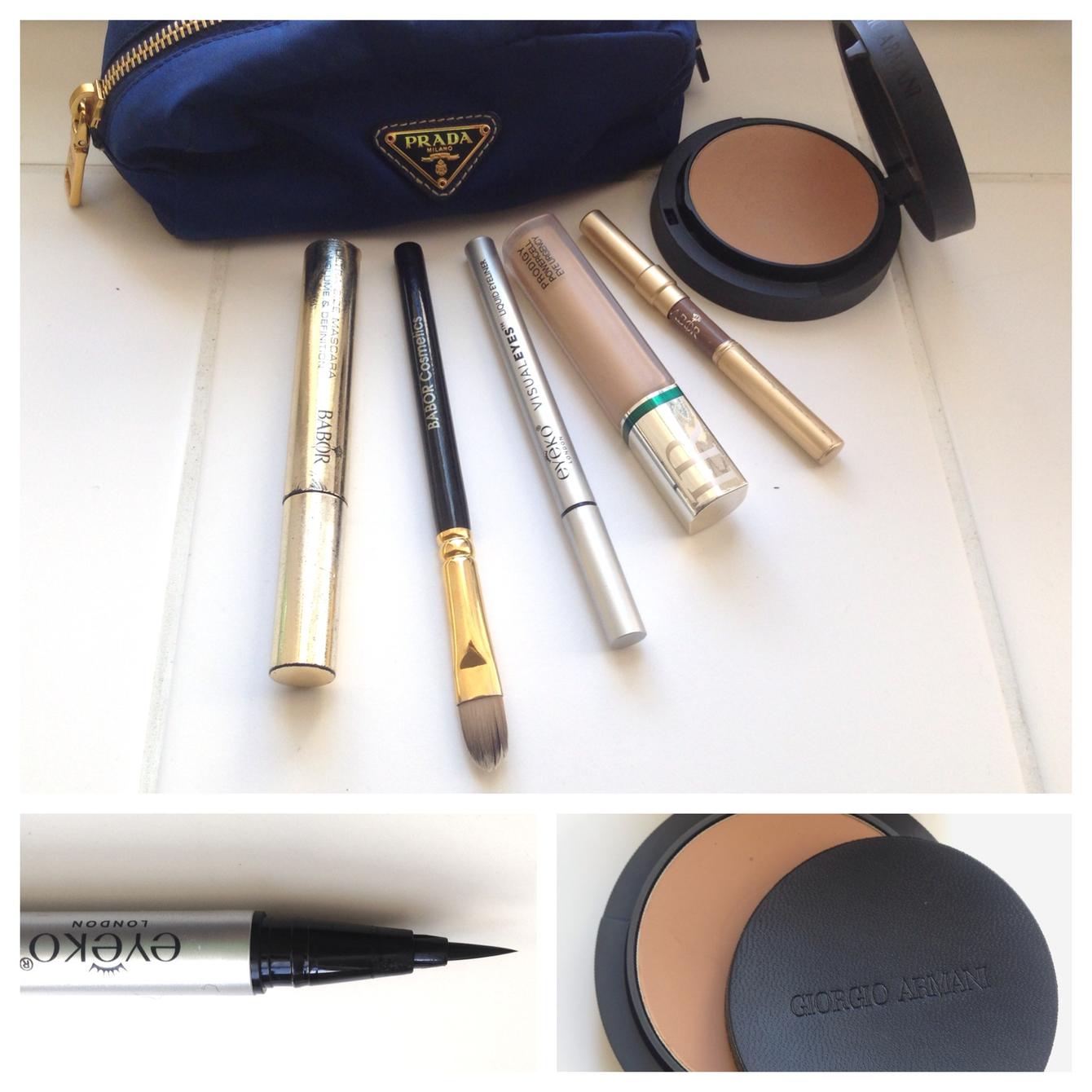 Prada Kosmetikbeutel Brauenstift Babor Mascara Helena Rubinstein Concealer Eyeliner Eyeko Compact Powder Armani