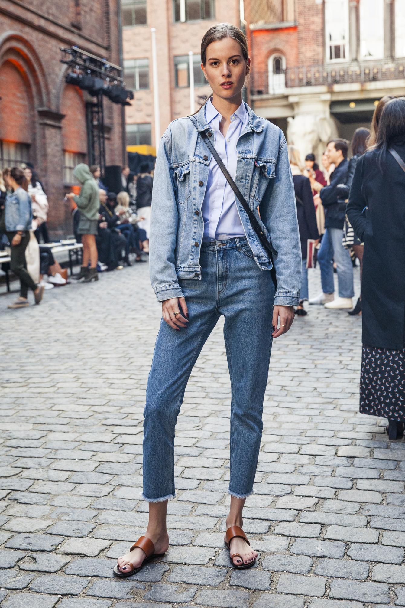 street style denim on denim candaian tuxedo kopenhagen modepilot
