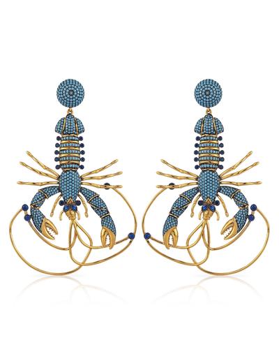 Begum Khan Ohrringe lobster Hummer Modepilot Blau