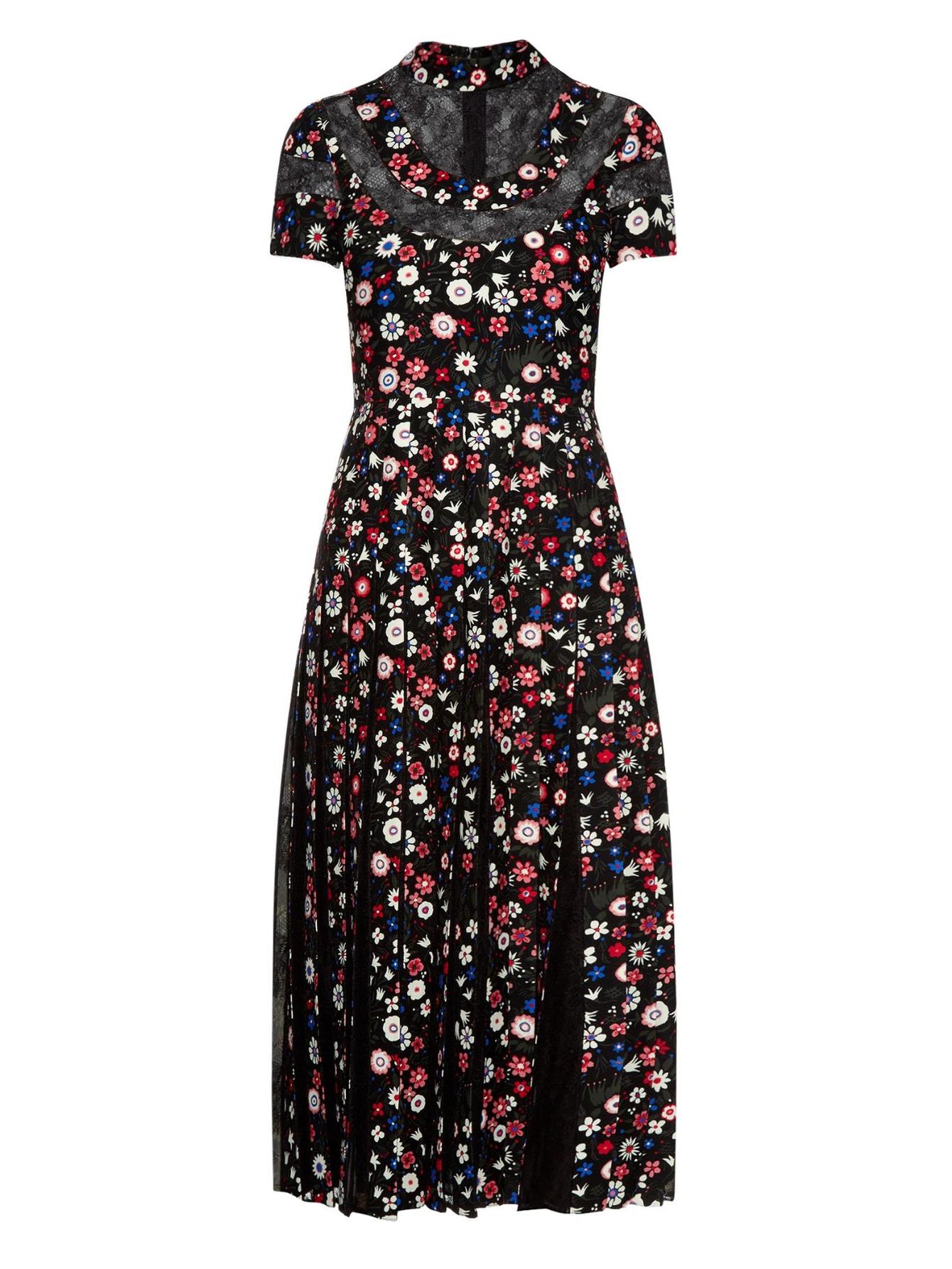 dress valentino Spring Garden print pleated-skirt dress