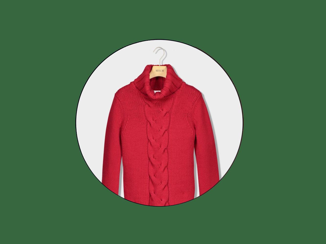 Tür 2: Dicker Zopfstrickpullover aus 100 % Cashmere