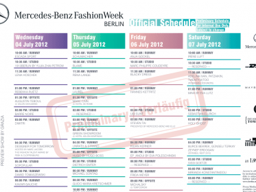 Vorläufiger Schauenplan Berlin Fashion Week
